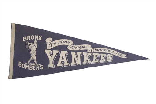 Lot of (5) Vintage 1930s-1950s New York Yankees Pennant Flags